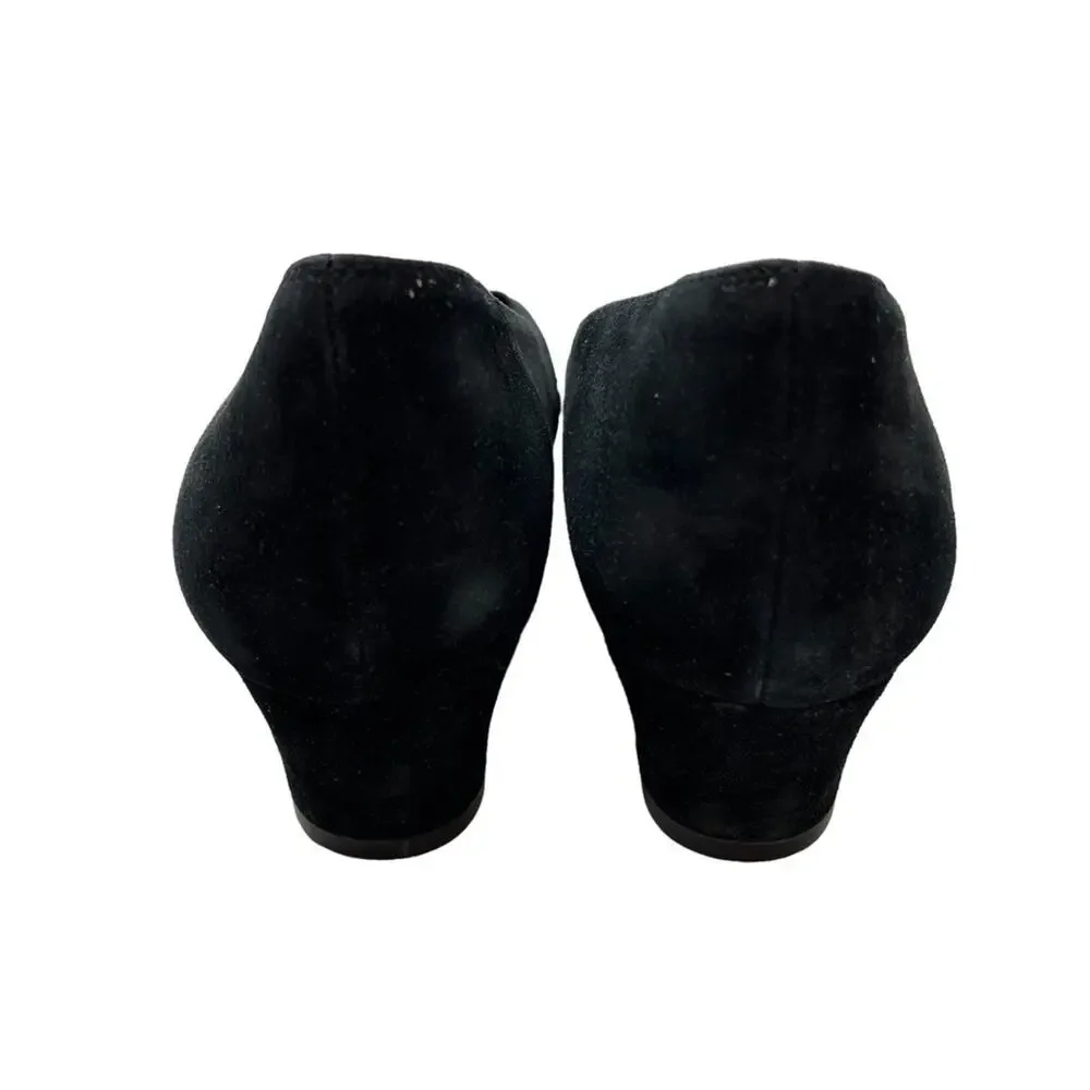 VAN ELI VANELI Black Suede Genuine Leather Kitten Heels Slip On Shoes sz 8 M
